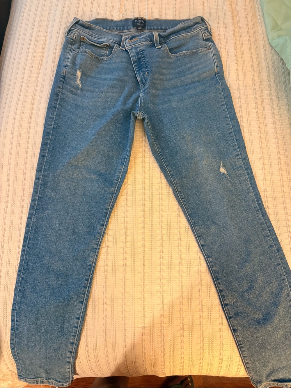 J. Crew Light Blue Skinny Jeans with Subtle Distressing